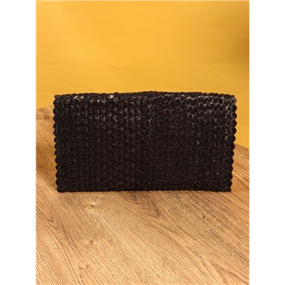 Сумка клатч плетёная из пальмового листа, 28×16×2 см, чёрная