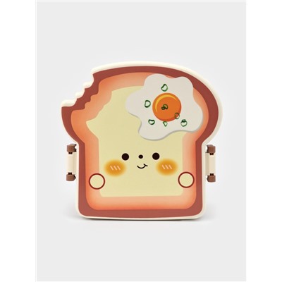 Ланч - бокс контейнер для еды Доляна «Завтрак», 3 ячейки, вилка, ложка, 16×15.5×8 см, пластик, коричневый