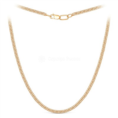 Цепь из золочёного серебра с алмазными гранями - Двойная панцирная, 50 см V1040020150 дв.панцирная