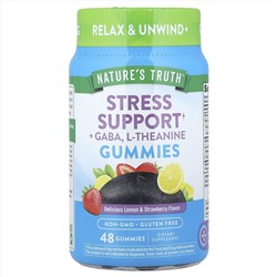 Nature's Truth, поддержка при стрессе, с ГАМК, L-теанин, лимон и клубника, 48 жевательных таблеток