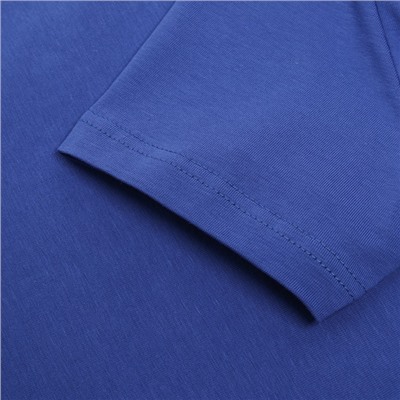 Футболка женская с вырезом MINAKU: Basic line, синяя, размер 44