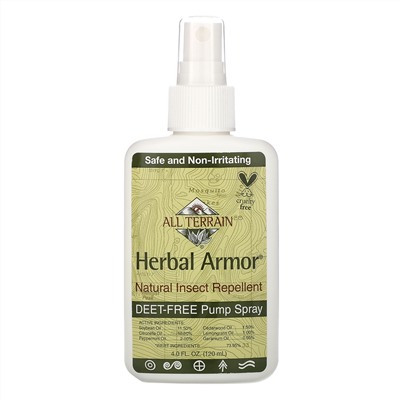 All Terrain, Herbal Armor, натуральный спрей от насекомых без ДЭТА, 120 мл (4 жидк. унции)