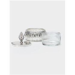 Сахарница «Ажур», 200 мл, 10×10 см, с ложкой МИКС, металл, стекло, серебристая