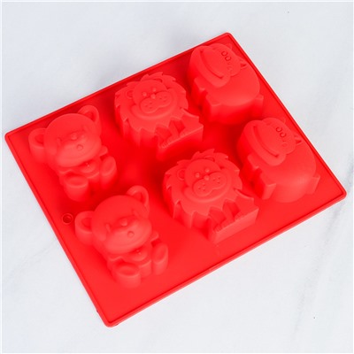 Форма для выпечки 6 ячеек силиконовая Зверята / HL-108 /уп 200/ 0,13/ 23.5*20*4