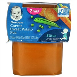 Gerber, Carrot Sweet Potato Pea, Sitter, 2 Pack, 4 oz (113 g) Each