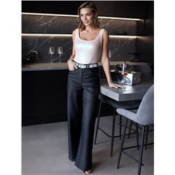 Топ в рубчик с широкими лямками с матовым покрытием металлик из хлопка с эластаном