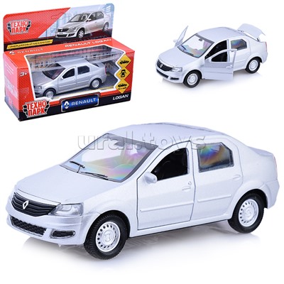 Машина металл Renault Logan, 12см, (открыв. двери, серебристый) инерц, в коробке