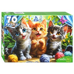 Пазлы 70 "Три котенка с клубками"