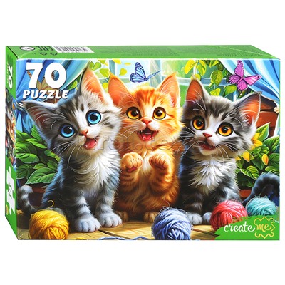 Пазлы 70 "Три котенка с клубками"