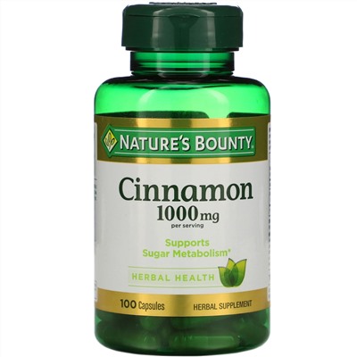 Nature's Bounty, Корица, 1000 мг, 100 капсул