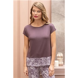 Комплект жен: фуфайка (футболка), брюки пижамные Mia Cara AW22WJ362A Rosa Del Te сливовый гипсофилы