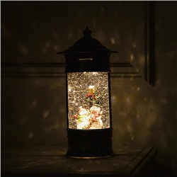 Светодиодная фигура «Фонарь со снеговиками» 14×27×14 см, пластик, батарейки ААх3 (не в комплекте), USB, свечение тёплое белое