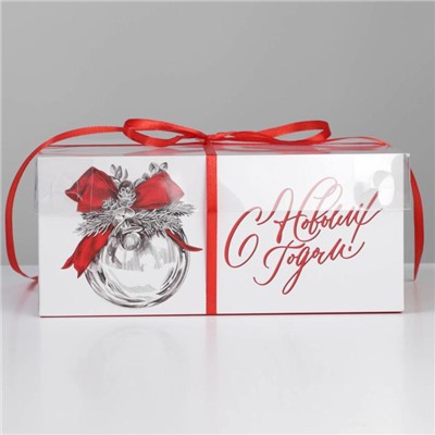 Коробка для капкейка «Новый год: серебро», 23×16×10 см