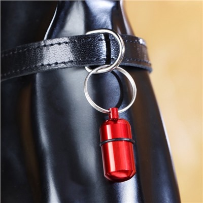 Адресник - капсула под записку, 2.2×1.3 см, металл, бордовый