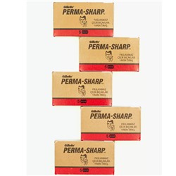 Лезвия для бритья классические двусторонние Джиллетт(ʤɪˈlet) Perma-Sharp Super Stainless 5шт.(5X5шт. =25 лезвий) (Оригинал)