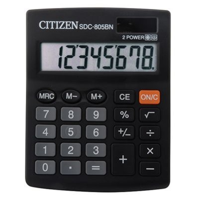 Калькулятор CITIZEN 8 разрядов SDC-805NR (105х120х21 мм) черный, 2 питания CITIZEN