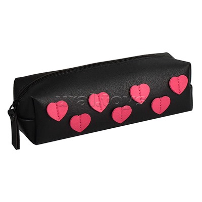 Пенал школьный "Сердце" 19,5х5,5х6 см, полиуретан, молния