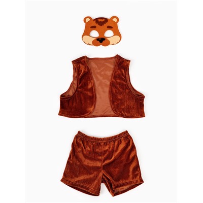 Карнавальный костюм «Мишка», жилет, шорты, маска фетр, рост 92-116 см