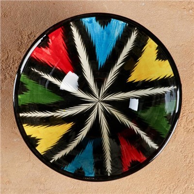 Бульонница узбекская Риштанская Керамика «Атлас», 500 мл, d=15.5 см, чёрная