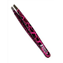 Mertz Пинцет косметический для коррекции бровей скошенный / 187, черно-розовый, 9,5 см 7668