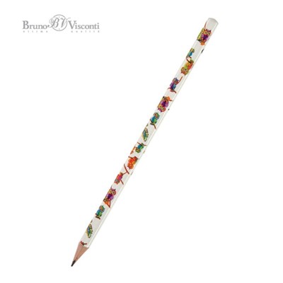 Карандаш чернографитный BrunoVisconti HappyGraphix JUMBO "Яркие совы", НВ, трёхгранный