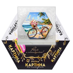 Картина по номерам с крист. из хрусталя 37х32 "Велосипед с корзиной цветов" Гексагон (30 цв.)