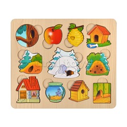 Рамка-вкладыш 2 слоя "Где чей домик?" 22 дет.