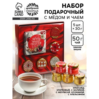 Подарочный набор новогодний «Мечты сбудутся»: чай, крем-мёд
