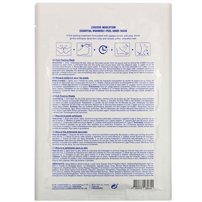 Leaders, Essential Wonders, I Peel Good! Foot Peeling Mask, 2 Socks, 1.35 fl oz (40 ml)