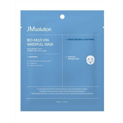 JMsolution Тающая гидрогелевая маска для лица с гиалуроновой кислотой / Bio-Multi Hya Waterfull Mask, 34 г 28260