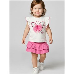 Комплект детский трикотажный для девочек: джемпер (футболка), юбка-шорты