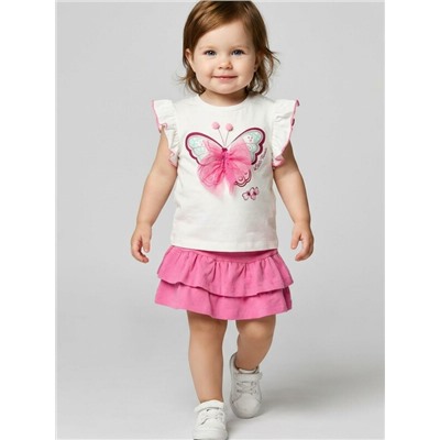 Комплект детский трикотажный для девочек: джемпер (футболка), юбка-шорты