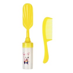 Расчёска детская, щётка для волос в наборе с погремушкой Крошка Я «Малыш», 2 шт., желтый, МИКС