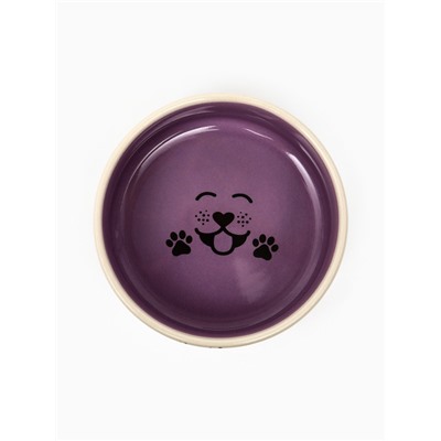 Миска керамическая Smile Dog 200 мл -10.5×10.5×4 см, сиреневая/бежевая