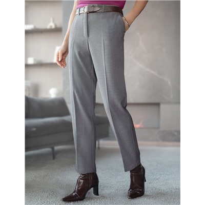 Укороченные брюки из фактурной черно-серой поливискозы с эластаном