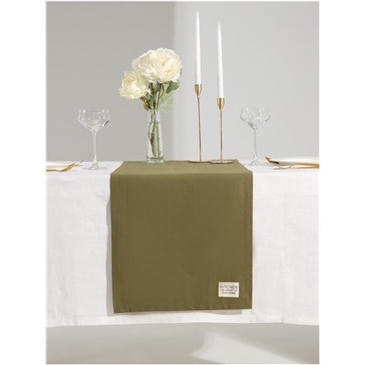Дорожка на стол «Этель» Kitchen 40×150 см, 100% хлопок, саржа 220 г/м², зелёная