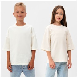 Футболка детская однотонная MINAKU: Basic line, бежевая, рост 98 см