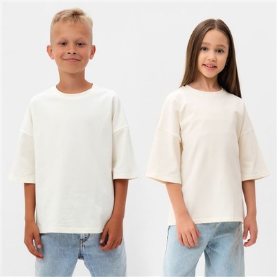 Футболка детская однотонная MINAKU: Basic line, бежевая, рост 98 см