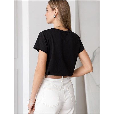 Футболка из облегченного хлопкового полотна с эластаном