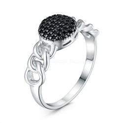 Серьги из серебра с чёрной шпинелью родированные 925 пробы С150107рч416