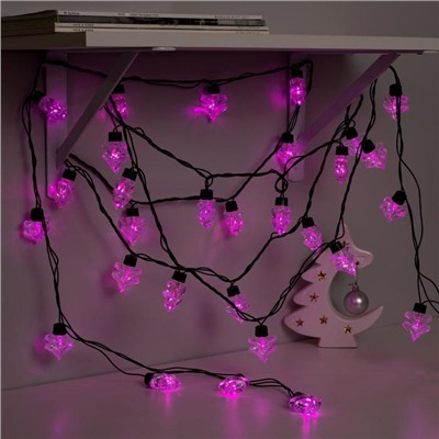 Гирлянда «Нить» 5 м с насадками «Ёлка», IP44, тёмная нить, 40 LED, свечение розовое, 8 режимов, 220 В