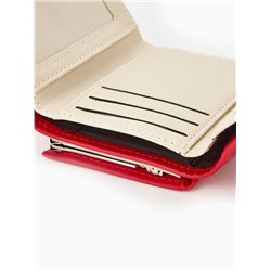 Кошелёк женский на кнопке, 10.5×3×8.5 см, однотонный, красный