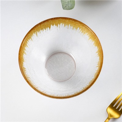 Салатник «Бурлеск», 600 мл, d=15 см, стекло, прозрачный, золотистый