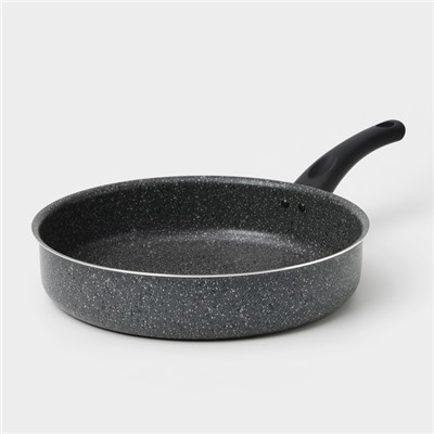Сотейник Granit, d=28 см, с антипригарным покрытием, стеклянная крышка, алюминий, серая