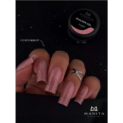 MANITA Гель моделирующий для ногтей с хлопьями юки / Builder Gel Flash №01, 15 мл 28218