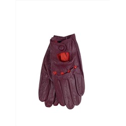 Укороченные женские перчатки из натуральной кожи, цвет  бордовый