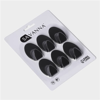 Крючки самоклеящиеся SAVANNA Black Loft, 6 шт., металл, 1.9×5.3×3.5 см, чёрные