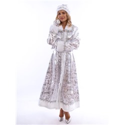 Карнавальный костюм новогодний «Снегурочка», шуба, шапка, варежки, пояс, рост 164, р-р. 52-54