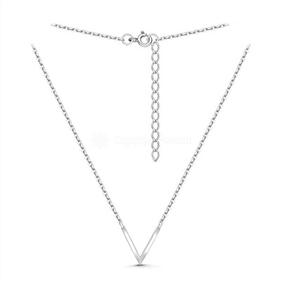 Колье женское V-образное из родированного серебра - Галочка 16-1430р