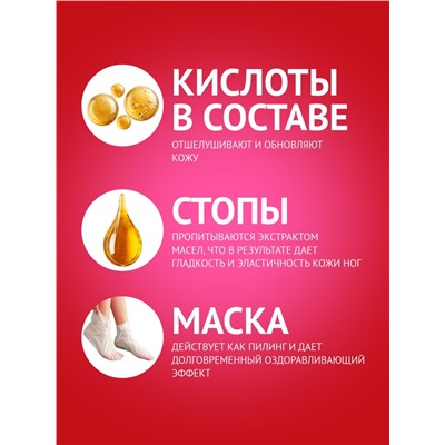 Отшелушивающая маска-носки для ног на основе экстракта красной розы, универсальные, 1 пара